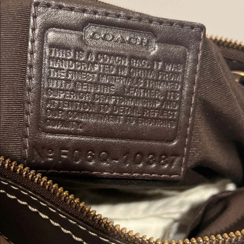 Coach signature Patchwork Crossbody Bag in, Gold, and Brown Leather and suede